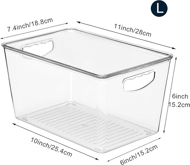 theaoo Clear Storage Bins with Lids Stackable - Large Plastic Containers for Pantry Organization and Storage - Perfect for kitchen,Fridge,Laundry Room,Bathroom,Garage,Closet,Cabinet Organizer -10 Pack