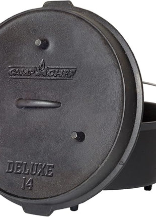 Camp Chef 14-inch Cast Iron Dutch Oven, Lid, and Lid Lifter ,Black/Cast Iron