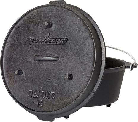 Camp Chef 14-inch Cast Iron Dutch Oven, Lid, and Lid Lifter ,Black/Cast Iron