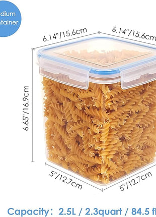 Vtopmart Food Storage Containers 2.5L / 84.5oz, 4 Pieces BPA Free Plastic Airtight Canister for Flour, Sugar, Baking Supplies, with 4 Measuring Cups and 24 Labels, Blue