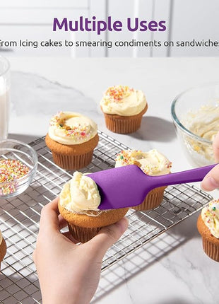 U-Taste Silicone Spatula Set: 600ºF High Heat Resistant, Seamless Food Grade Flexible Rubber Kitchen Cooking Mixing Baking Scraper for Nonstick Cookware Set of 3 (Purple)