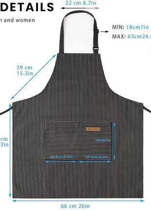 2 Pack Adjustable Bib Apron with 2 Pockets Chef Cooking Kitchen Restaurant Aprons for Women Men