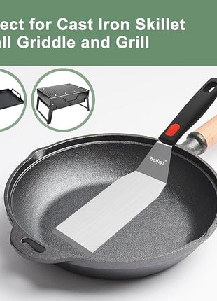 Beijiyi Stainless Steel Spatula Set, 4 Pack Small Metal Turner Spatulas for Kitchen Use, Cooking Utensils with Silicone Handle, Flipper Spatula for Fish, Egg, Smash Burger and Cookie Serving