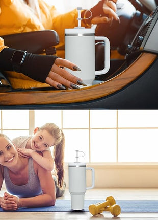 Silicone Spill Stopper Set Compatible with Stanley Cup 2.0 30oz & 40oz with Straw Cover (Set of 2, Fog)