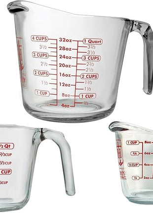 Anchor Hocking Glass Measuring Cups, 3 Piece Set (1 Cup, 2 Cup, 4 Cup liquid measuring cups)