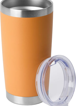 HASLE OUTFITTERS 20oz Stainless Steel Tumblers Bulk, Insulated Travel Cup with Lid, Double Wall Vacuum Coffee Mug for Cold & Hot Drinks 1 Pack, Orange