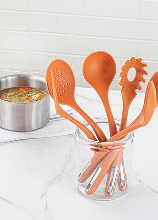 Met Lux Kitchen Utensil Sets, 10 Silicone Utensil Sets - 6 Pieces Per Set, High-Heat Tolerance, Orange Silicone Kitchen Utensils, For No-Stick Cookware - Restaurantware