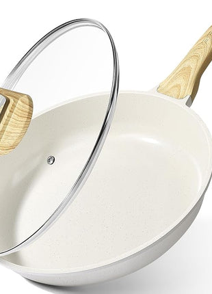 GiPP Ceramic Nonstick Frying Pan with Lid - 10" Healthy Non-Toxic Non Stick Skillet Omelette Pans, Induction Compatible Chef Pan, PFAS & PFOA-Free, Dishwasher Safe, Stay Cool Handles