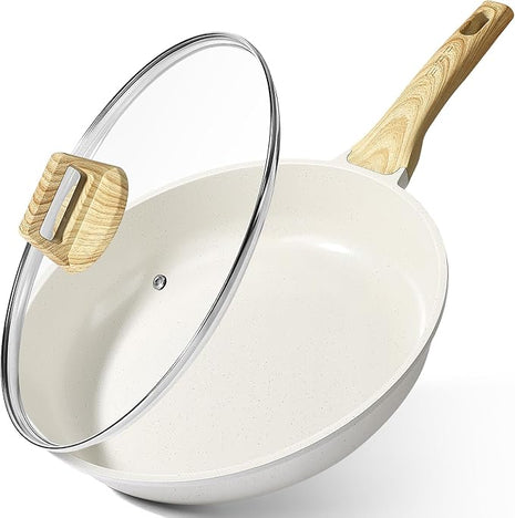 GiPP Ceramic Nonstick Frying Pan with Lid - 10" Healthy Non-Toxic Non Stick Skillet Omelette Pans, Induction Compatible Chef Pan, PFAS & PFOA-Free, Dishwasher Safe, Stay Cool Handles