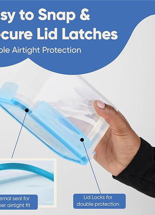 Chef's Path Airtight Food Containers with Lids (24 Pack - Blue) Kitchen Pantry Organization - BPA Free Food Storage Organizers for Cereal, Brown Sugar, Dry food - With Marker, Labels & Spoons