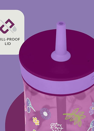 Contigo Leighton Straw Tumbler, 14 oz, Grape (Tulips) (Pack of 4)