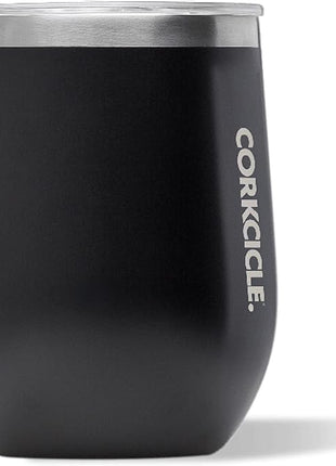 Corkcicle Stemless Wine Tumbler - Keeps Drinks Cold for 6 Hours - Triple-Insulated Stainless Steel - Non-Slip Base - Summer Drinkware Gift - Keeps Drinks Ice Cold - 12 oz - Matte Black