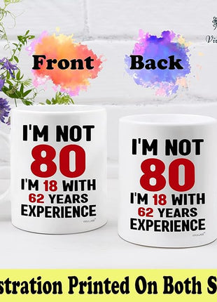 Vivulla68 80th Birthday Gifts for Men Women, 80 Year Old Birthday Gifts for Women Men, 1945 Bday Gift for Woman Man, Gift for 80 Year Old Woman, 80th Coffee Mug 11Oz, 1945 Cup for Grandpa Grandma