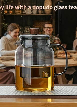 34OZ Glass Teapot with Infuser 1000ML, Borosilicate Glass Tea Pot with Detachable Glass Tea Kettle Tea Infuser, Loose Leaf, Blooming Tea