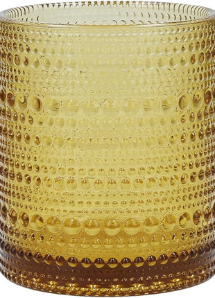 Fortessa Jupiter Beaded Hobnail Glass, 10 Ounce Double Old Fashioned (Set of 6), Amber