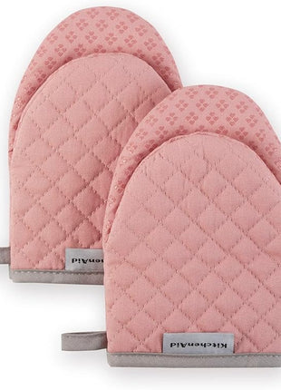 KitchenAid Asteroid Mini Oven Mitt Set, 5.5"x8", Dried Rose, 2 Piece