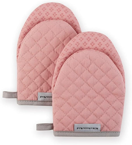 KitchenAid Asteroid Mini Oven Mitt Set, 5.5"x8", Dried Rose, 2 Piece