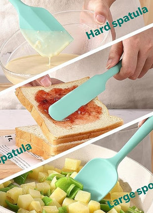 Wanbasion 5 Piece Premium Silicone Spatula Set Heat Resistant, Colorful Rubber Baking Spatula Set, Kitchen Spatula Set Dishwasher Safe for Nonstick Cookware Cooking Mixing Light Green
