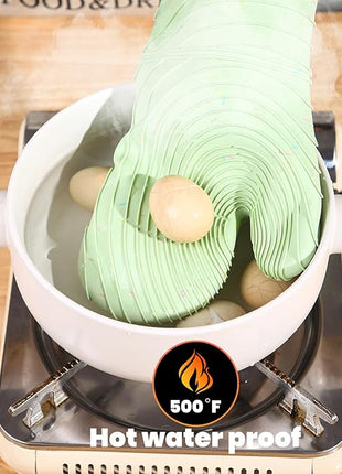 4 Pieces Oven Mitts and Pot Holders of Macaron Color Thickened Non-Slip Silicone Kitchen Gloves, Heat Resistant up to 500F, Essential for Kitchen Baking(makal-lv)