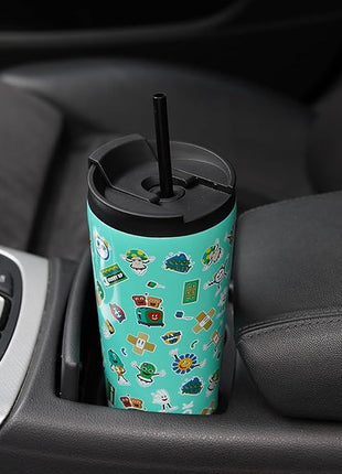 BJPKPK 22oz Insulated Tumbler With lid And Straw Stainless Steel Tumblers Travel Coffee Mug Reusable Thermal Cup,Playground