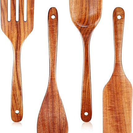 Wooden Spoons for Cooking, Excellent Wooden Kitchen Utensil Set (4pcs)