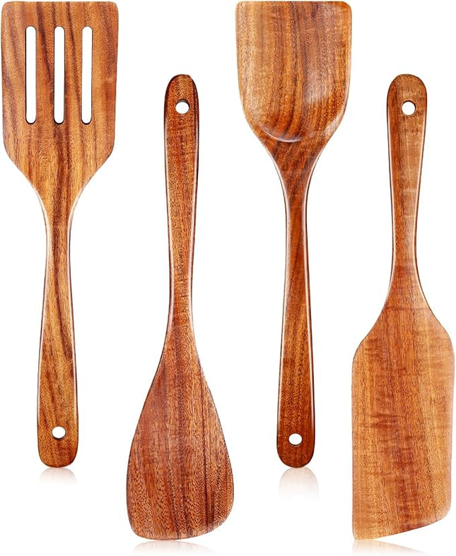 Wooden Spoons for Cooking, Excellent Wooden Kitchen Utensil Set (4pcs)