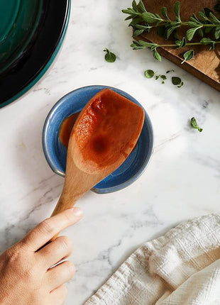 LE TAUCI Ceramic Spoon Rest for kitchen, 4.8 Inches Spoon Holder for Stove Top, Coffee Spoon Rest, Spoon Cradle, Kitchen Basics, Kitchen Accessories For Utensils, Set of 4, Ceylon blue