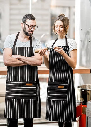 2 Pack Adjustable Bib Apron with 2 Pockets Chef Cooking Kitchen Restaurant Aprons for Women Men
