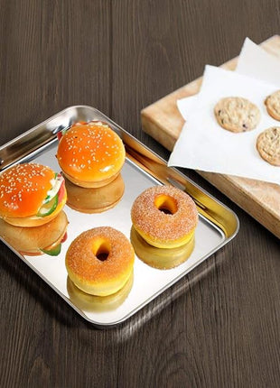 Baking Sheets Set of 2, Bastwe Stainless Steel Baking Pan Tray Cookie Sheet, Size 10 x 8 x 1 inch, Non Toxic & Healthy, Rust Free & Easy Clean