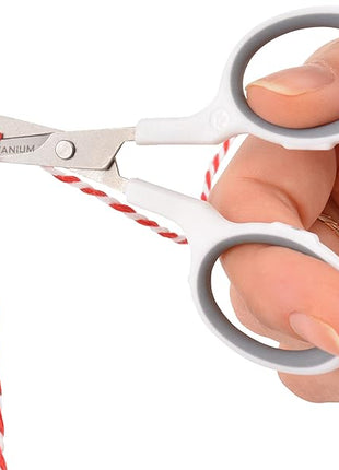 Westcott 4" Embroidery Scissors with Curved Titanium-Bonded Blades for Flush Trimming, Crafting, Sewing & More (White/Gray)