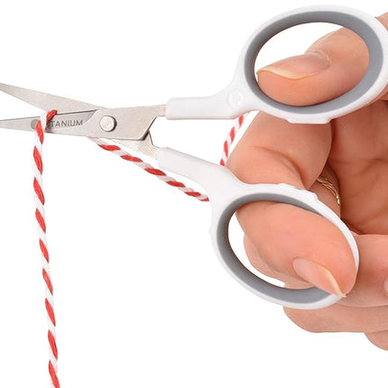 Westcott 4" Embroidery Scissors with Curved Titanium-Bonded Blades for Flush Trimming, Crafting, Sewing & More (White/Gray)