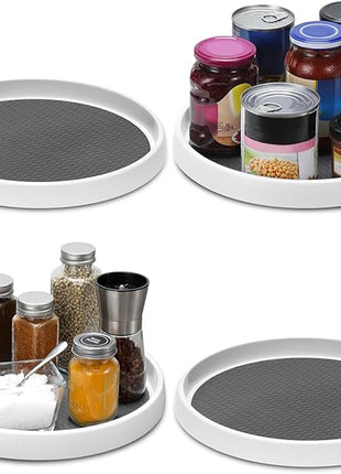 2 Pack, 12-Inch Non-Skid Lazy Susan Organizers - Turntable Rack for Pantry Organization and Storage, Kitchen, Fridge, Cabinets, Bathroom Makeup Vanity Countertop, Under Sink Organizing, Spice Rack