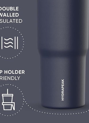 Hydrapeak Nomad 32 oz Tumbler with Handle and Straw Lid, Leakproof, Double Insulated, 32oz Cup, Stainless Steel | Navy