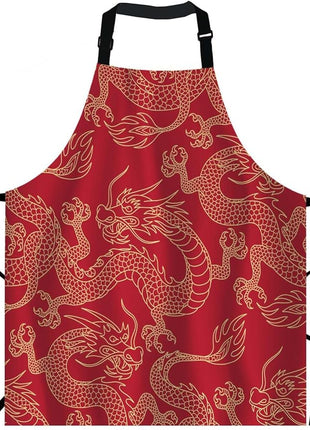 EKOBLA Dragon Aprons Chinese Traditional Culture Tattoo Power Symbol Flying Mascot Animal Waterproof Resistant Chef Cooking Kitchen BBQ Adjustable Aprons for Women Men 27x31 Inch