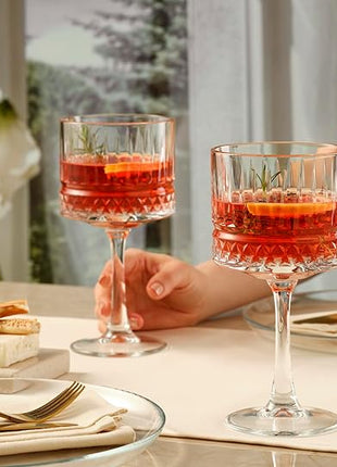 Pasabahce Premium Vintage Extra Large Coupe Glasses Set of 4 - Extra Large Goblet Exclusive Gin,Margarita,Wine, Cocktail, Champagne Glasses- Crystal Design - 16,9 Oz Long Stem Glassware
