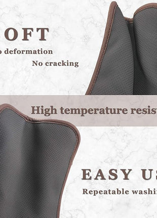 Cotton and Neoprene Oven Pads Pot Holders with Pocket 8"x8.5" Dual-Function Hot Pad Set for Finger Hand Wrist Protection Heat Resistant to 428°F Brown