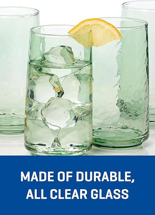 Anchor Hocking Fern Green Brockhill Drinking Glasses (16-Pieces, 12-ounce and 18-ounce, dishwasher safe)