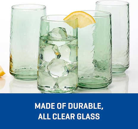 Anchor Hocking Fern Green Brockhill Drinking Glasses (16-Pieces, 12-ounce and 18-ounce, dishwasher safe)