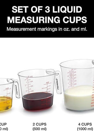 Cuisinart Nesting Liquid Measuring Cups, Clear, 3-Piece, CTG-00-3MC