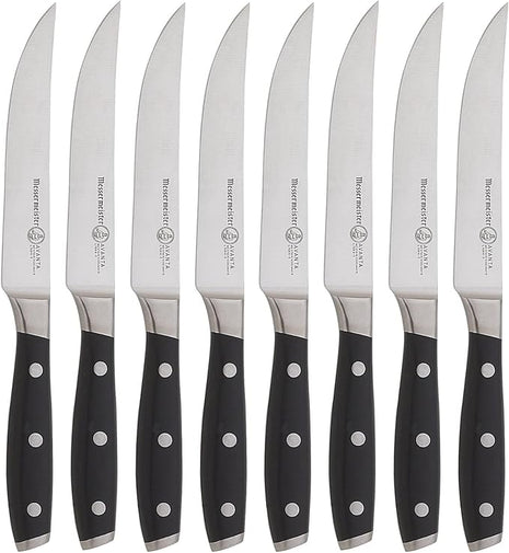 Messermeister Avanta 5” Fine Edge Steak Knife Set - Pack of 2 - German X50 Stainless Steel - Rust Resistant & Easy to Maintain - Includes 8 Total Steak Knives