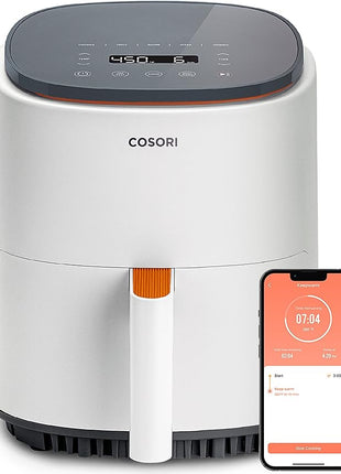 Cosori Air Fryer 4 Qt, 7 Cooking Functions Airfryer, 150+ Recipes on Free App, 97% less fat Freidora de Aire, Dishwasher-safe, Designed for 1-3 People, Lite 4.0-Quart Smart Air Fryer, White