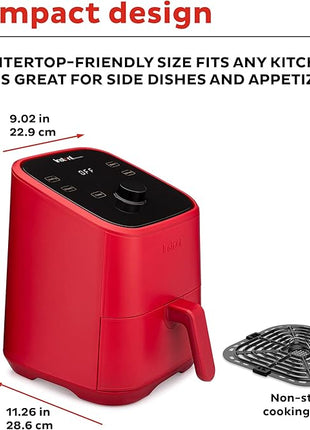 Instant Pot Vortex 2QT Mini Air Fryer, Small Air fryer that Crisps,Reheats,Bakes,Roasts for Quick Easy Meals,Includes over 100 In-App Recipes, is Dishwasher-Safe, from the Makers of Instant Pot, Red