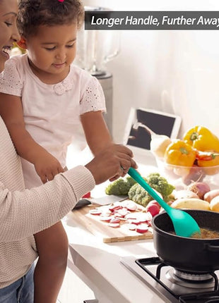 Silicone Spoons for Cooking - Extra Large Kitchen Spoons for Mixing, Serving, & Stirring - 600°F Heat-Resistant Non Stick Utensils Ladle & Skimmer- Dishwasher Safe, Teal