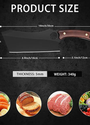 Dream Reach Meat Cleaver, 6.9 inch Black Boning Knife, High Carbon Steel Sharp Kitchen Forged In Fire Knife with Sheath Gift Box Bottle Opener for Outdoor Camping, Christmas Gifts for Men Women
