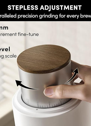 Burr Coffee Grinder,Wirsh Electric Single Dose Coffee Grinder Geimori GU38 with 38mm 6-Core Conical Burr,Stepless Adjustment for Espresso,Drip,French Press,Cold Brew,Bellows Included.