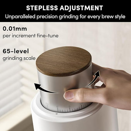 Burr Coffee Grinder,Wirsh Electric Single Dose Coffee Grinder Geimori GU38 with 38mm 6-Core Conical Burr,Stepless Adjustment for Espresso,Drip,French Press,Cold Brew,Bellows Included.