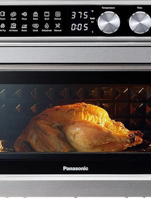 Panasonic FlashXpress Family Size Air Fryer Toaster Oven Combo, 11 Cooking Functions, 1800W PFAS-Free, Double Infrared Heating, Temperature Control Dial, Stainless Steel - NB-G211P