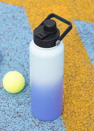 BJPKPK Insulated Water Bottles with Straw Lid, 40oz Cold & Hot Thermo, Stainless Steel Metal Water Bottle with 3 Lids, Reusable Thermo, Cups, Mugs, Tumblers -Sky