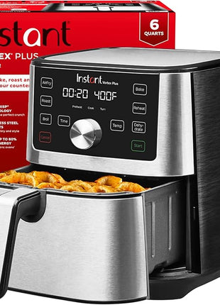 Instant Pot Vortex Plus 6QT XL Air Fryer, 6-in-1, Broils, Dehydrates, Crisps, Roasts, Reheats, Bakes for Quick Easy Meals, 100+ In-App Recipes, Dishwasher-Safe, from the Makers of Instant Pot, Black