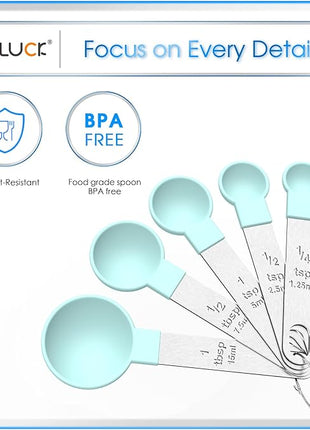 TILUCK Measuring Cups & Spoons Set, Stackable Cups and Spoons, Nesting Measure Cups with Stainless Steel Handle, Kitchen Gadgets for Cooking & Baking (Green)